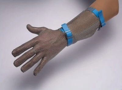 Rękawica ochronna metalowa nierdzewna CNS 19cm niebieska EUROFLEX HC25319 L