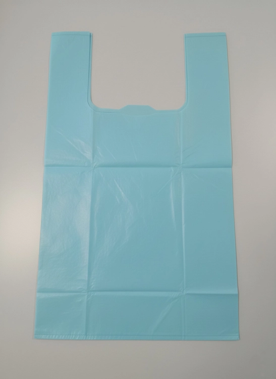 Reklamówki typu T-shirt biodegradowalne i kompostowalne 30x50 cm, 50 szt. 25 µm niebieska