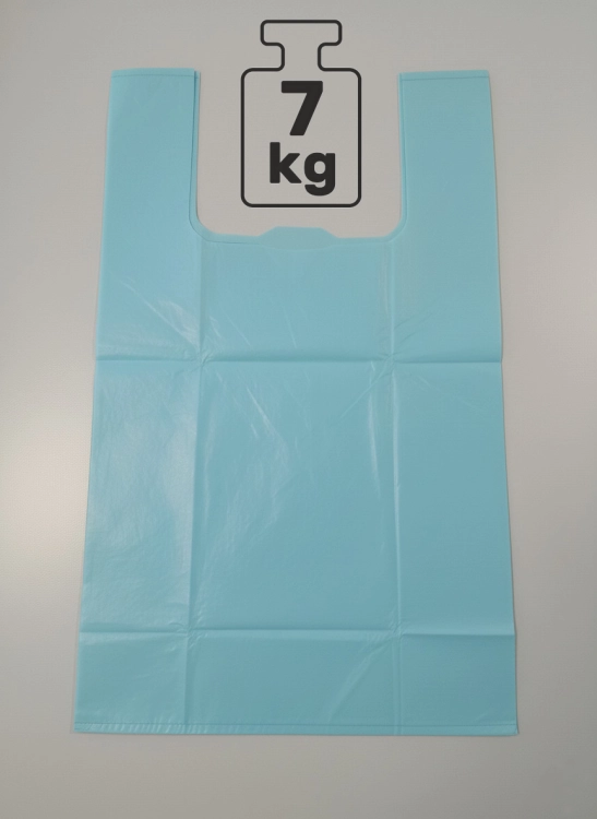 Reklamówki typu T-shirt biodegradowalne i kompostowalne 30x50 cm, 50 szt. 25 µm niebieska