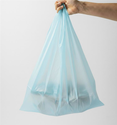 Reklamówki typu T-shirt biodegradowalne i kompostowalne 30x50 cm, 50 szt. 25 µm niebieska