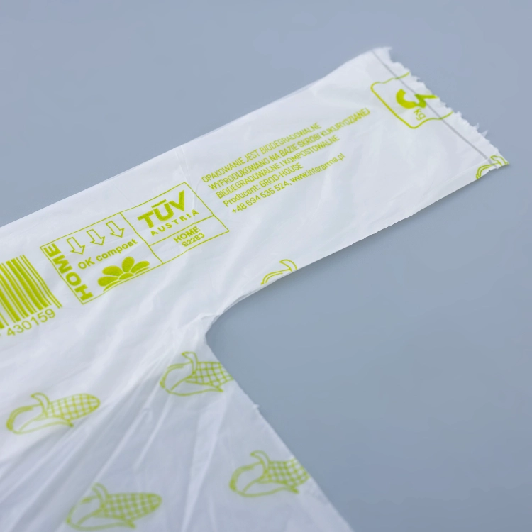 Zrywki typu T-shirt z nadrukiem biodegradowalne i kompostowalne na rolce 24 × 42 cm, 15 µm – 200 szt. z nadrukiem