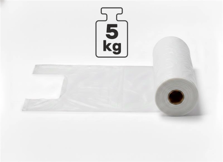 Zrywki typu T-shirt biodegradowalne i kompostowalne na rolce 26 × 46 cm 18 µm – 200 szt. białe