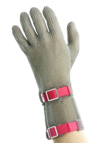 Rękawica ochronna metalowa nierdzewna 8cm czerwona EUROFLEX HC25208 M